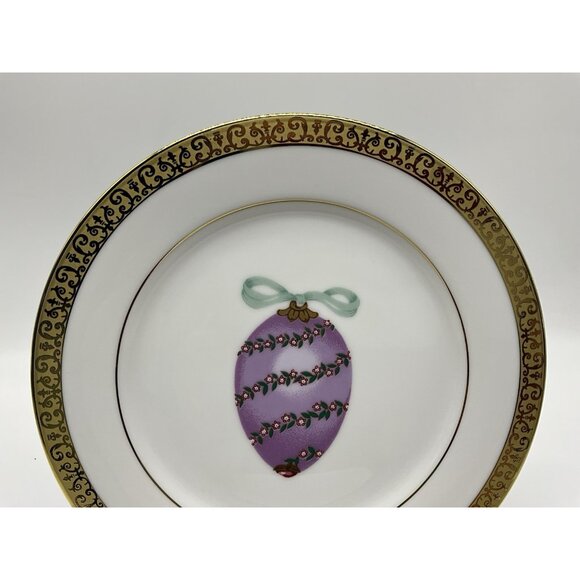 Gold Buffet Royal Gallery Purple Faberge Egg Dessert Plate and Coffee Cup Vintag - Picture 5 of 16
